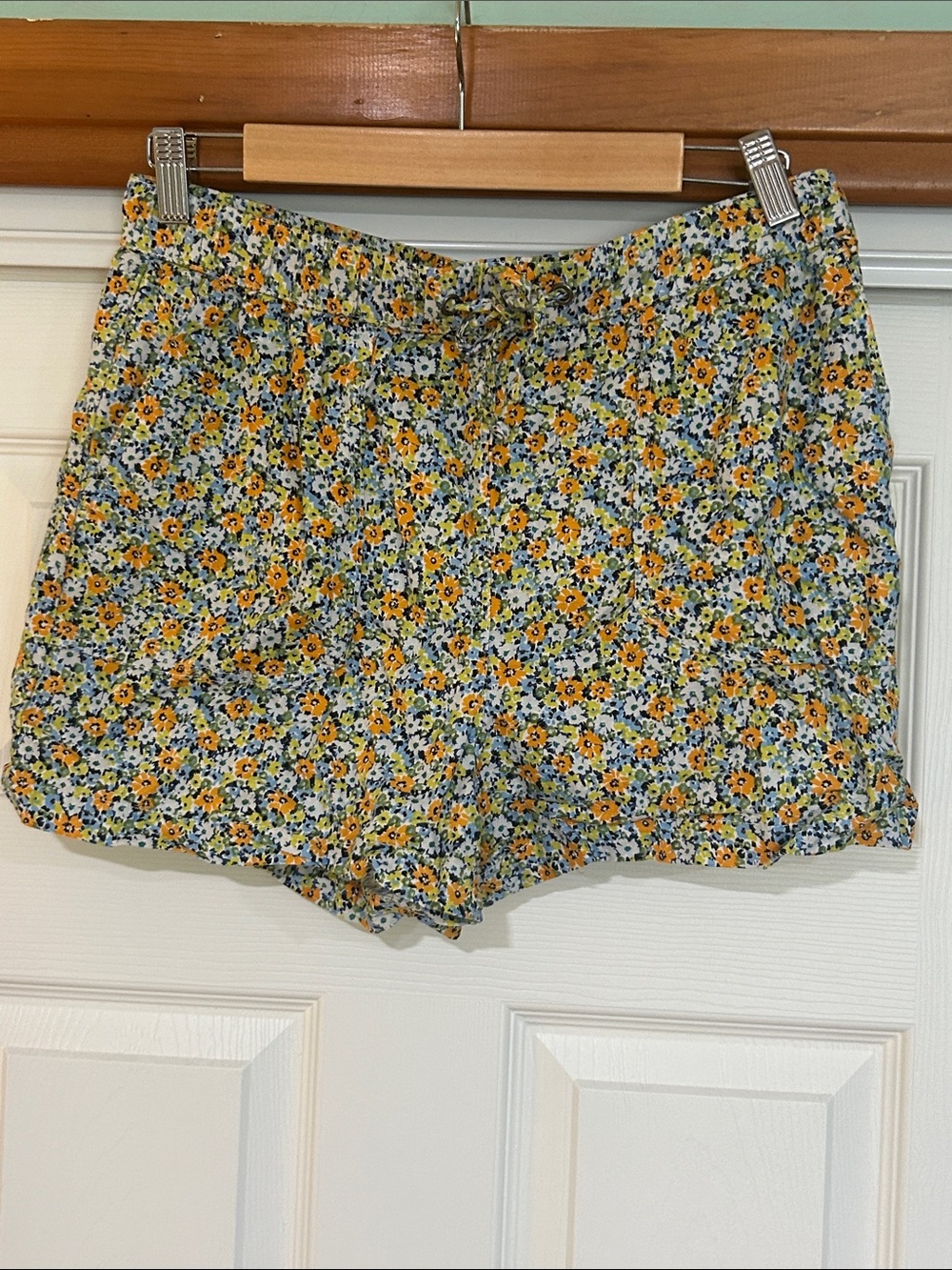 High-Waist Yellow Floral Tie Shorts